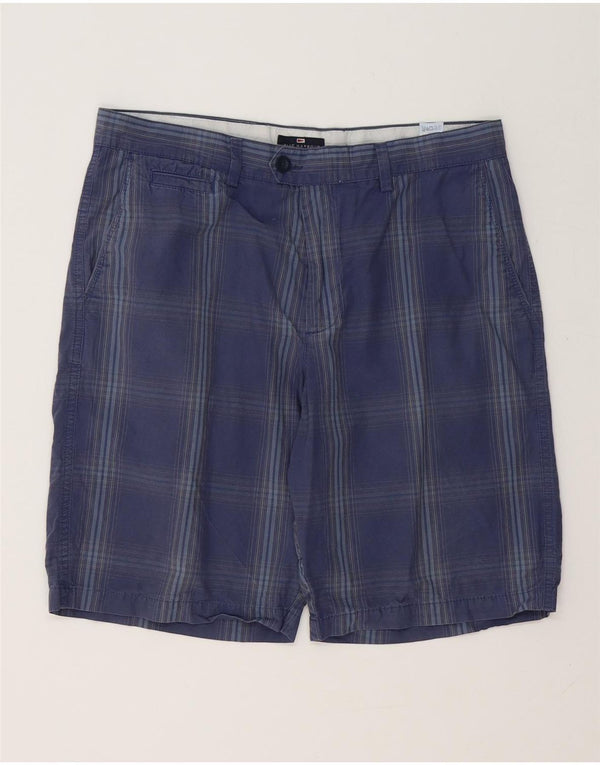 Marks & Spencer Mens Blue Harbour Chino Shorts W34 Large Navy Blue Check