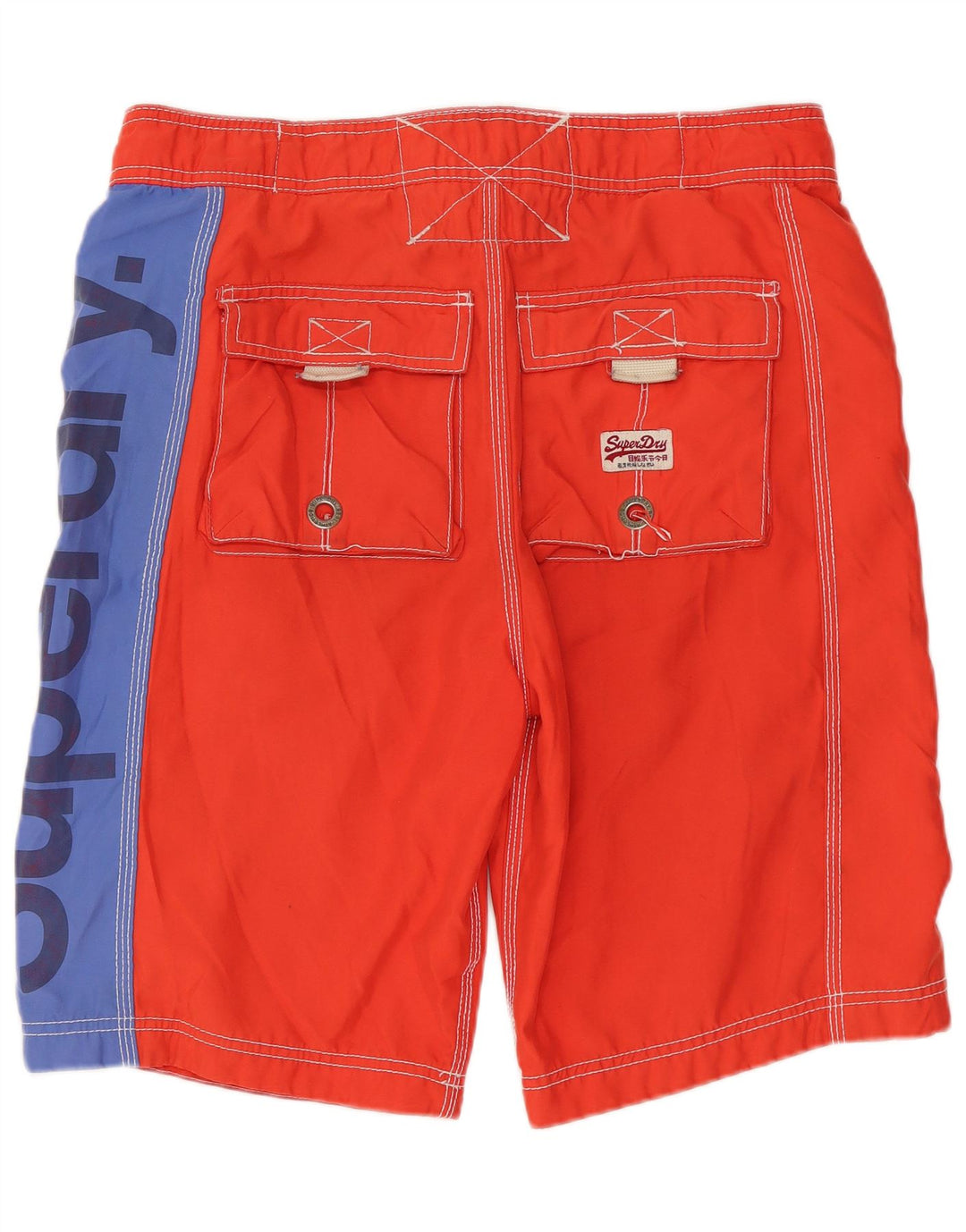 SUPERDRY Mens Graphic Swimming Shorts Small  Red Colourblock Polyester