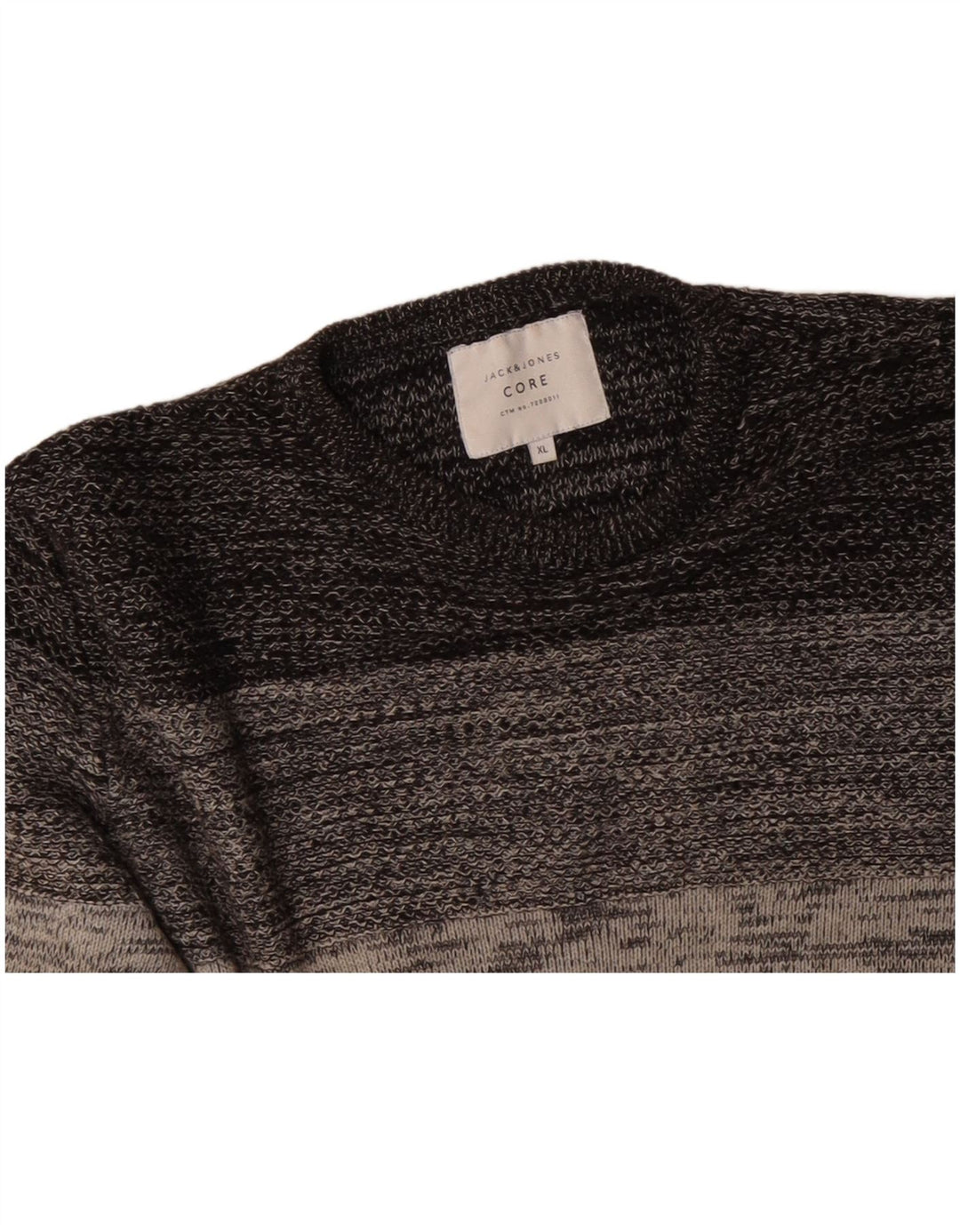 JACK & JONES Mens Crew Neck Jumper Sweater XL Grey Striped Cotton