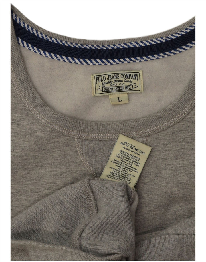 POLO RALPH LAUREN Womens Longline Sweatshirt Jumper UK 16 Large Grey