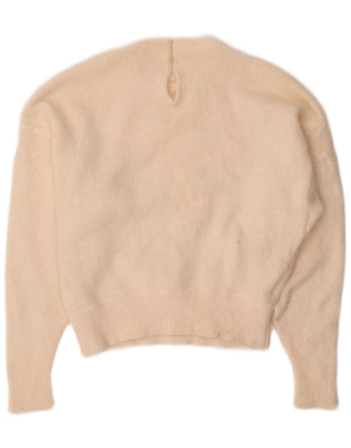 VINTAGE Womens Crew Neck Jumper Sweater UK 14 Medium Off White