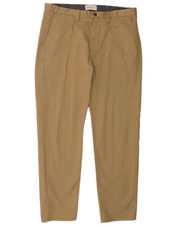 Gant Mens Tapered Chino Trousers W36 L32 Beige Cotton