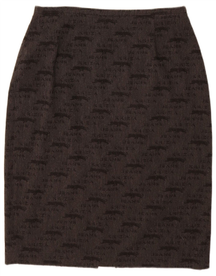 KRIZIA JEANS Womens Graphic Pencil Skirt UK 12 Medium W28  Grey
