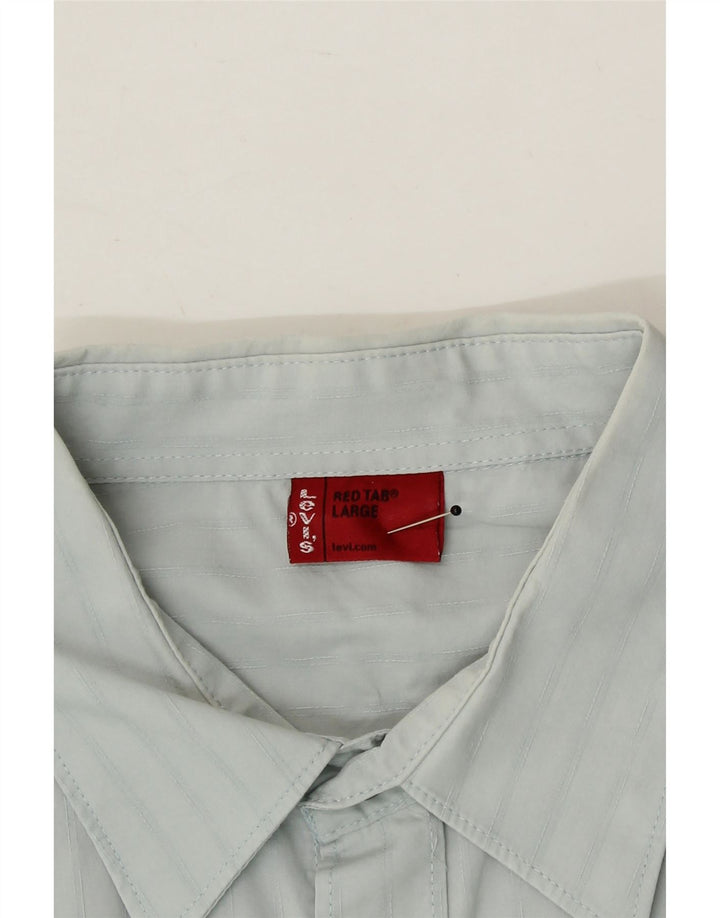 LEVI'S Mens Shirt Large Blue Pinstripe Cotton Vintage Levi's and Second-Hand Levi's from Messina Hembry 