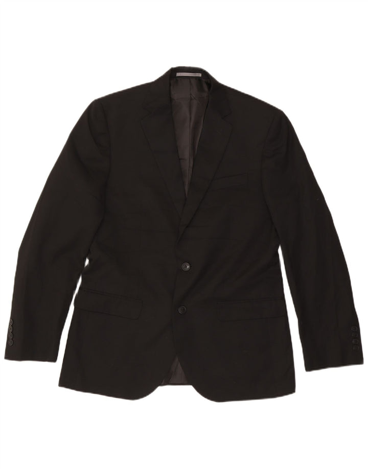 Marks & Spencer Mens 2 Button Regular Fit Blazer Jacket UK 38 Medium Black