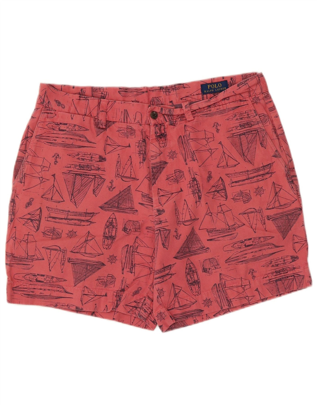 Polo Ralph Lauren Mens Abstract Pattern Chino Shorts W33 Medium Pink Cotton