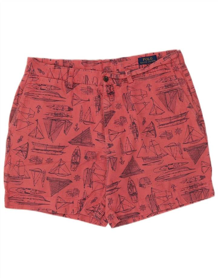 Polo Ralph Lauren Mens Abstract Pattern Chino Shorts W33 Medium Pink Cotton
