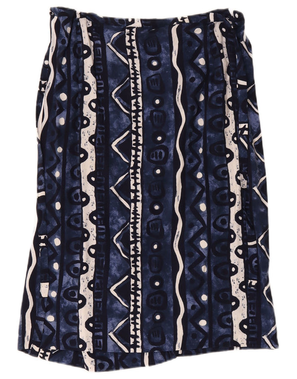 Vintage Womens Wrap Skirt W34 Large Navy Blue Geometric