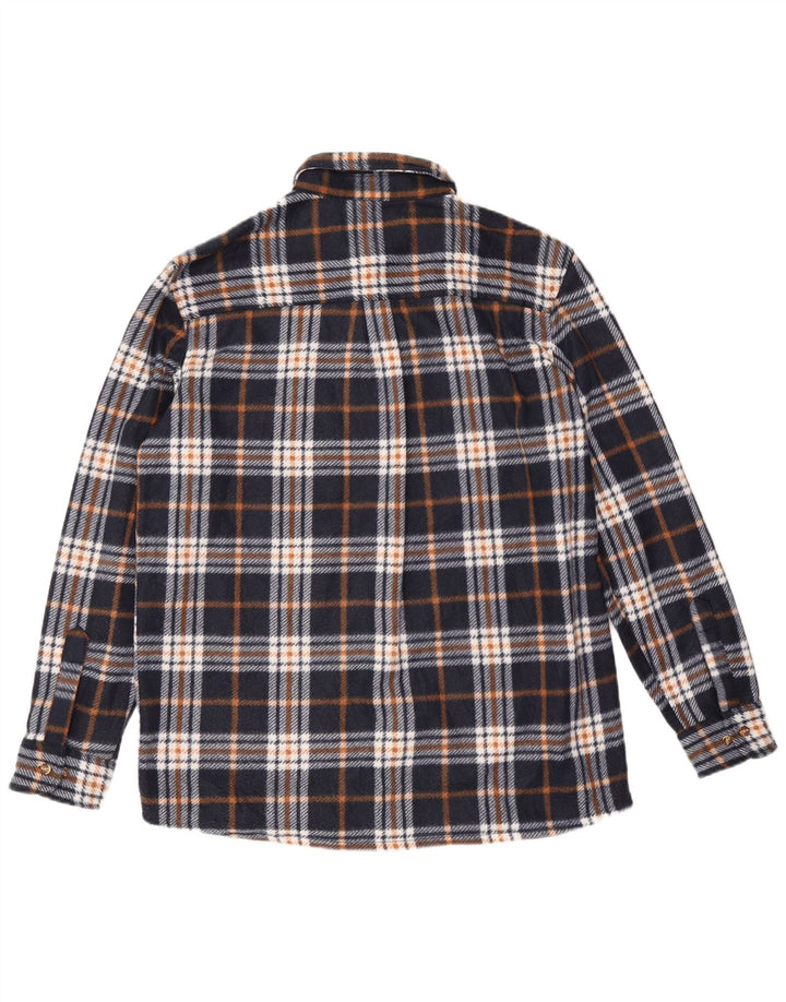 Canada Mens Fleece Shirt Large Navy Blue Check Polyester