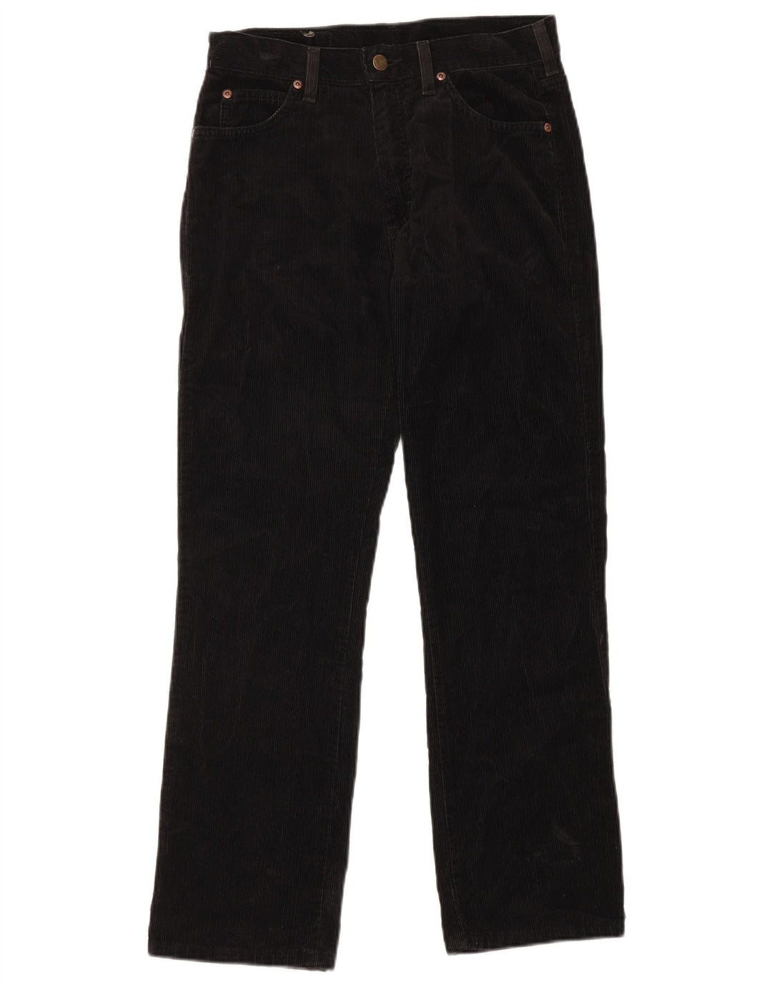 LEE Womens Straight High Waist Corduroy Trousers US 12 Large W29 L30 Black