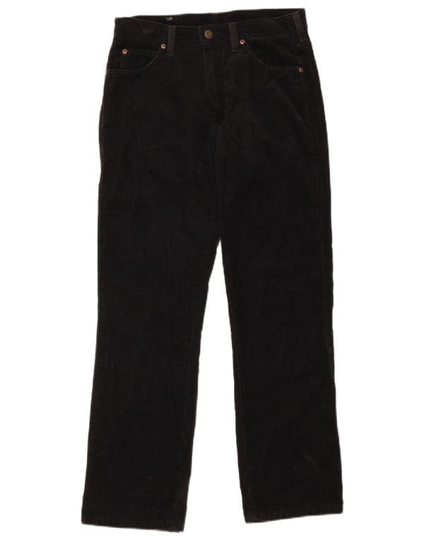 LEE Womens Straight High Waist Corduroy Trousers US 12 Large W29 L30 Black