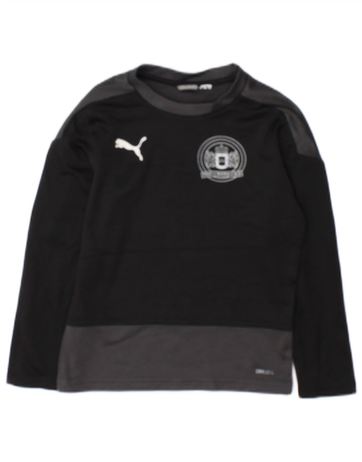 Puma Boys Graphic Top Long Sleeve 7-8 Years Black Colourblock