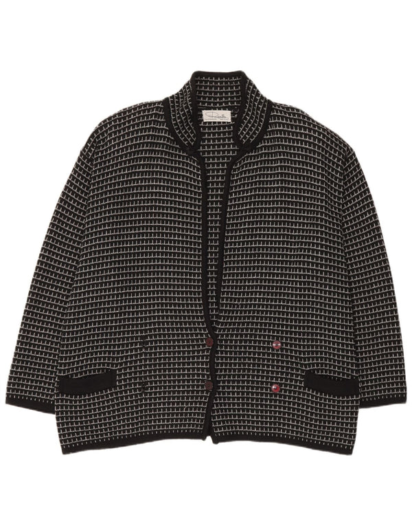 Settebello Mens Cardigan Sweater XL Black Check Acrylic