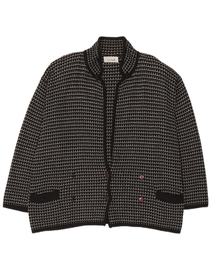 Settebello Mens Cardigan Sweater XL Black Check Acrylic