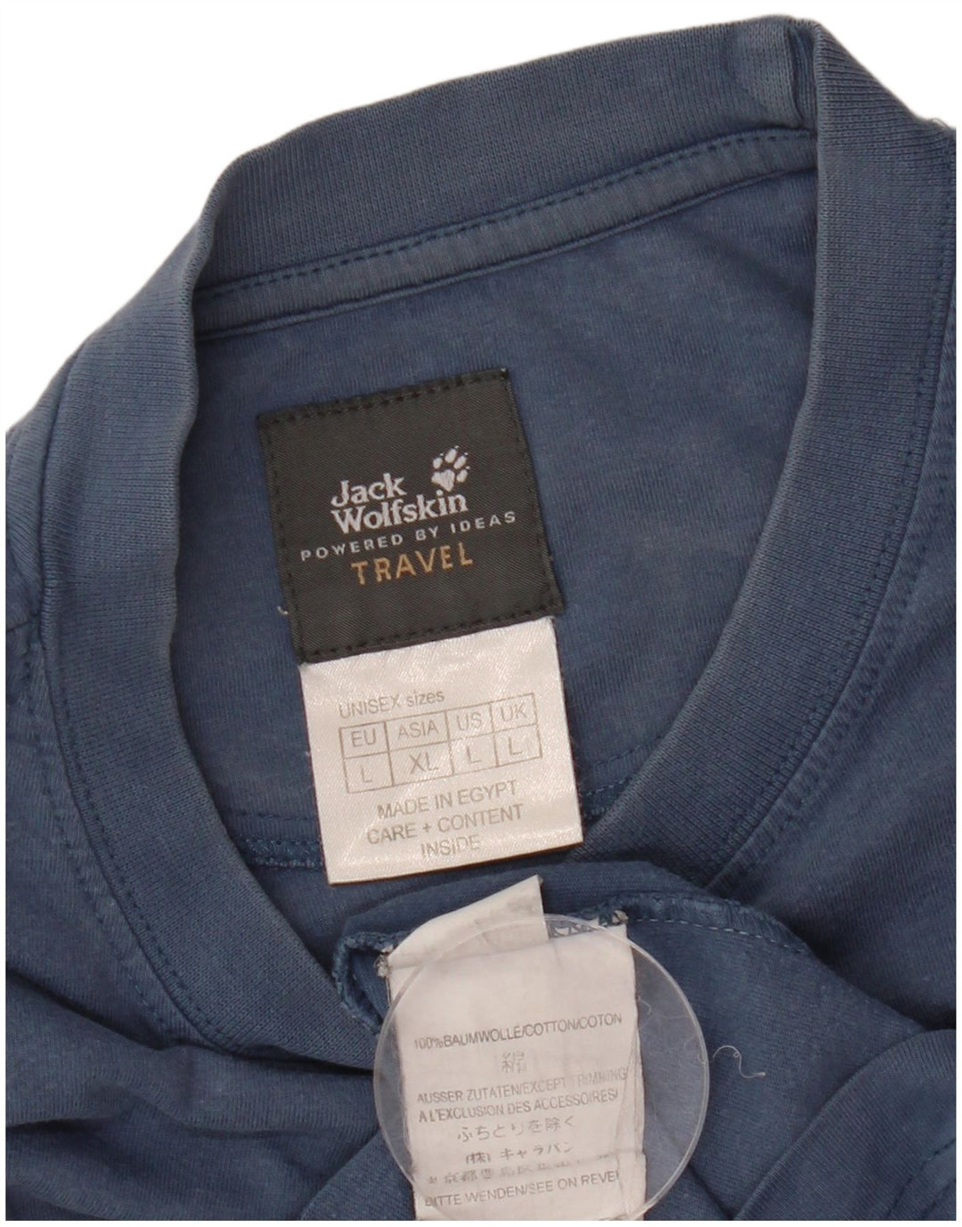 JACK WOLFSKIN Mens Graphic T-Shirt Top Large Navy Blue Cotton