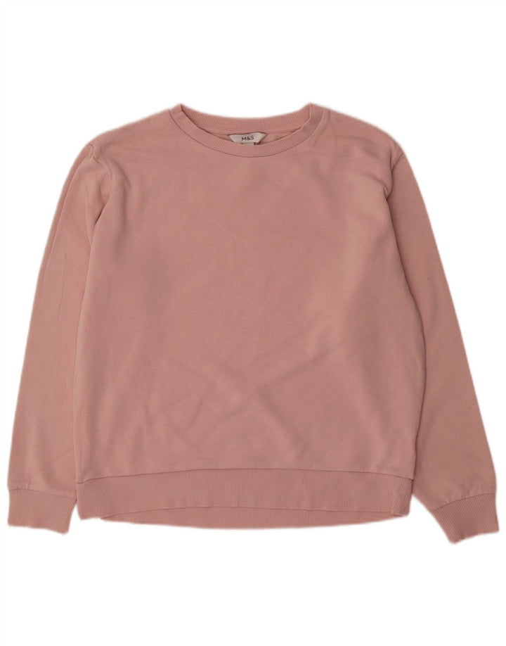 Marks & Spencer Womens Oversized Sweatshirt Jumper UK 10 Small Pink Cotton