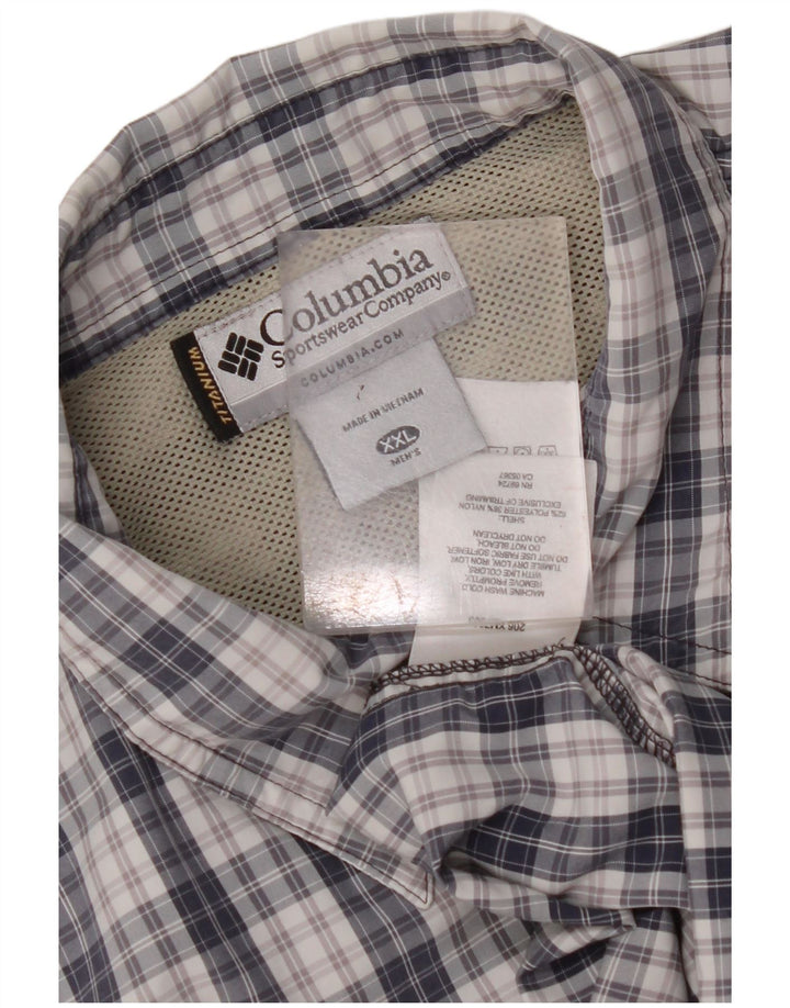 COLUMBIA Mens Titanium Shirt 2XL Navy Blue Check Polyester