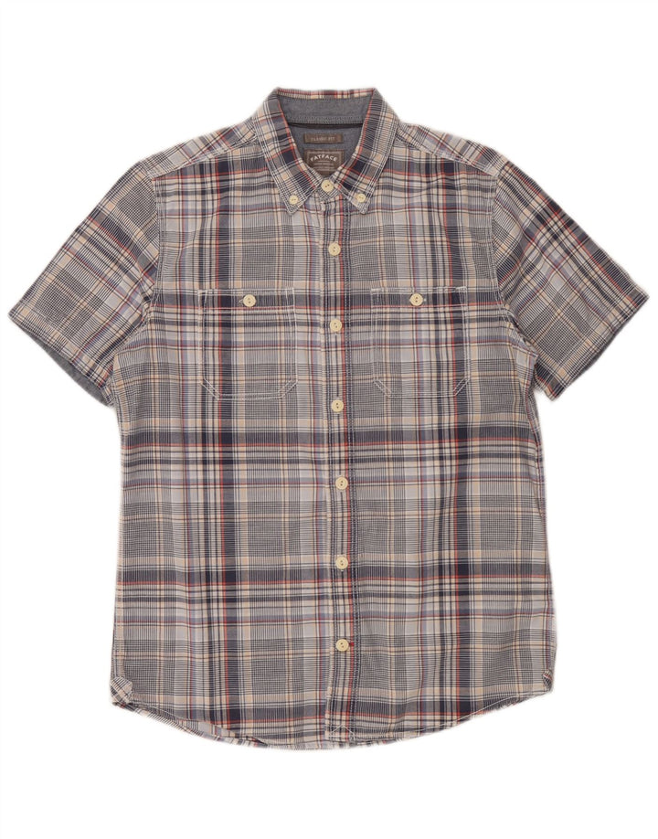 Fat Face Mens Short Sleeve Classic Fit Shirt Small Grey Check