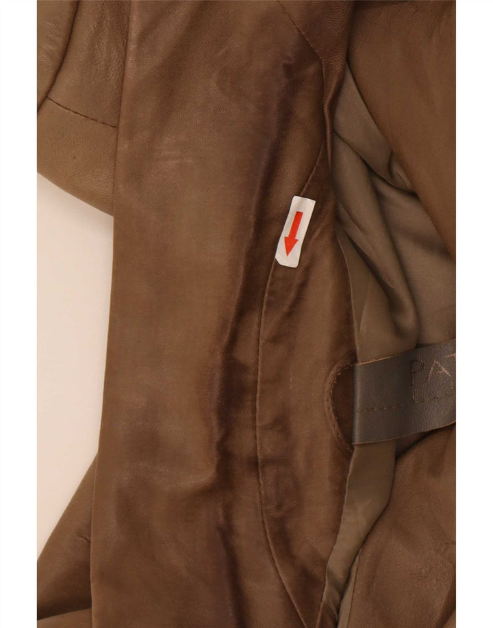 Patrizia Pepe Womens 2 Button Leather Blazer Jacket IT 44 Medium Brown