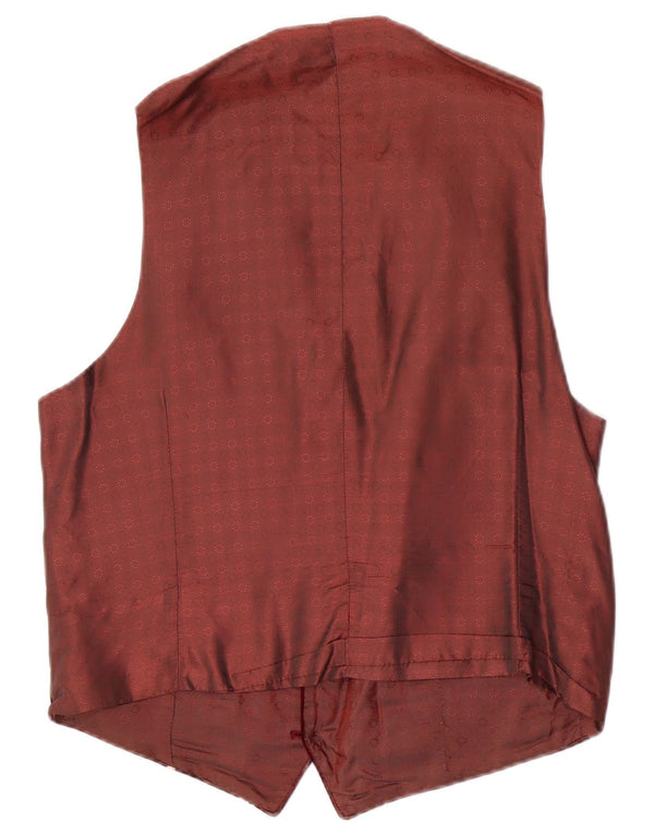 Vintage Mens Waistcoat IT 46 Small Burgundy Floral
