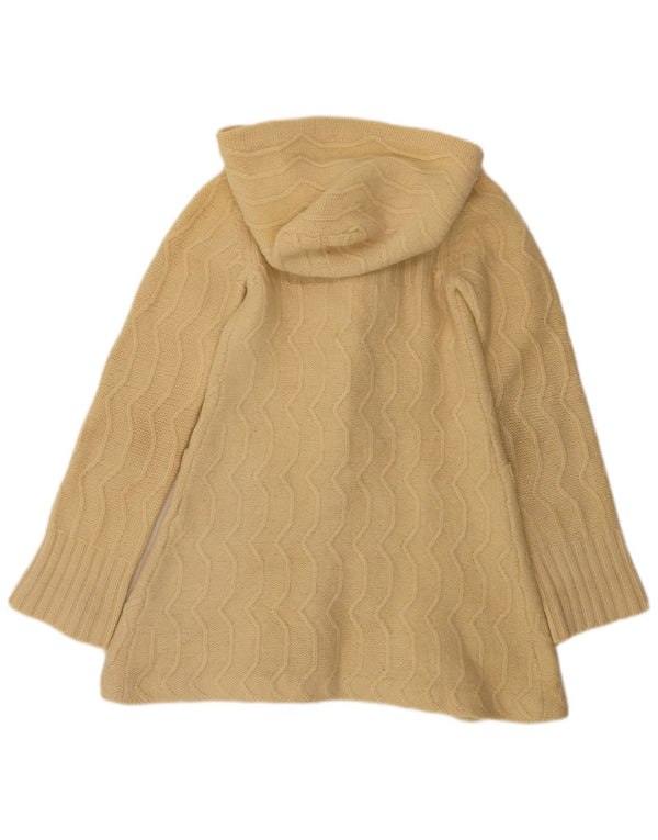 Vintage Womens Longline Hooded Cardigan Sweater UK 10 Small Beige