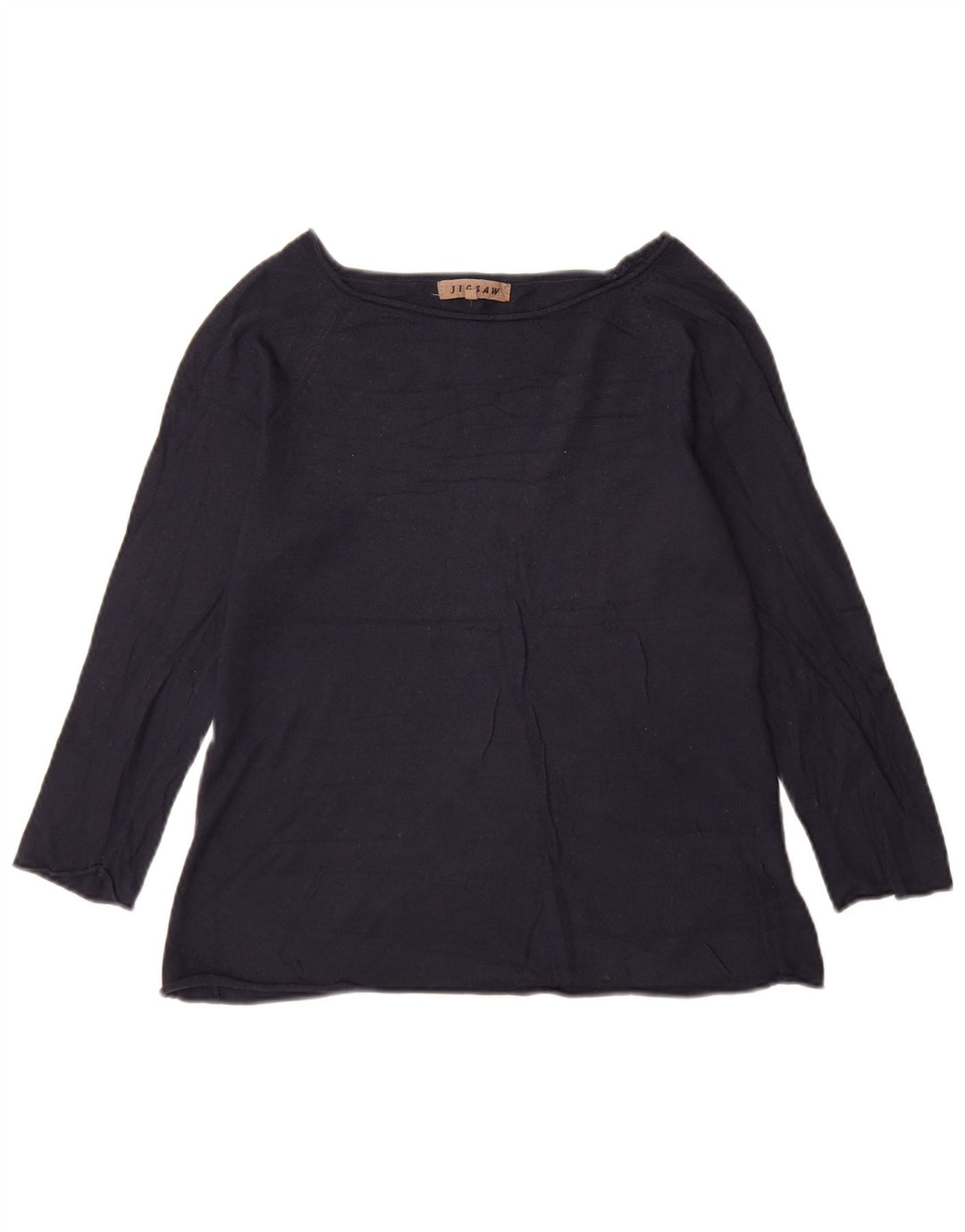 Jigsaw Womens Top 3/4 Sleeve UK 12 Medium Navy Blue Viscose