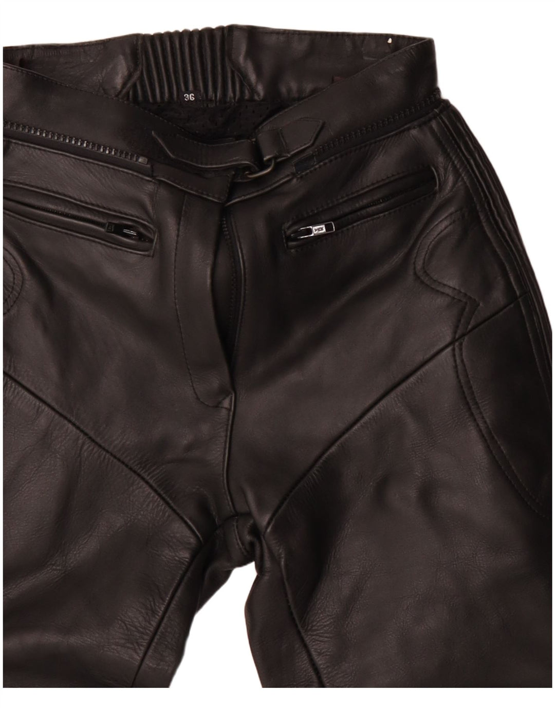LOUIS Womens Leather Moto Racer Trousers EU 36 Small W28 L27 Black Leather