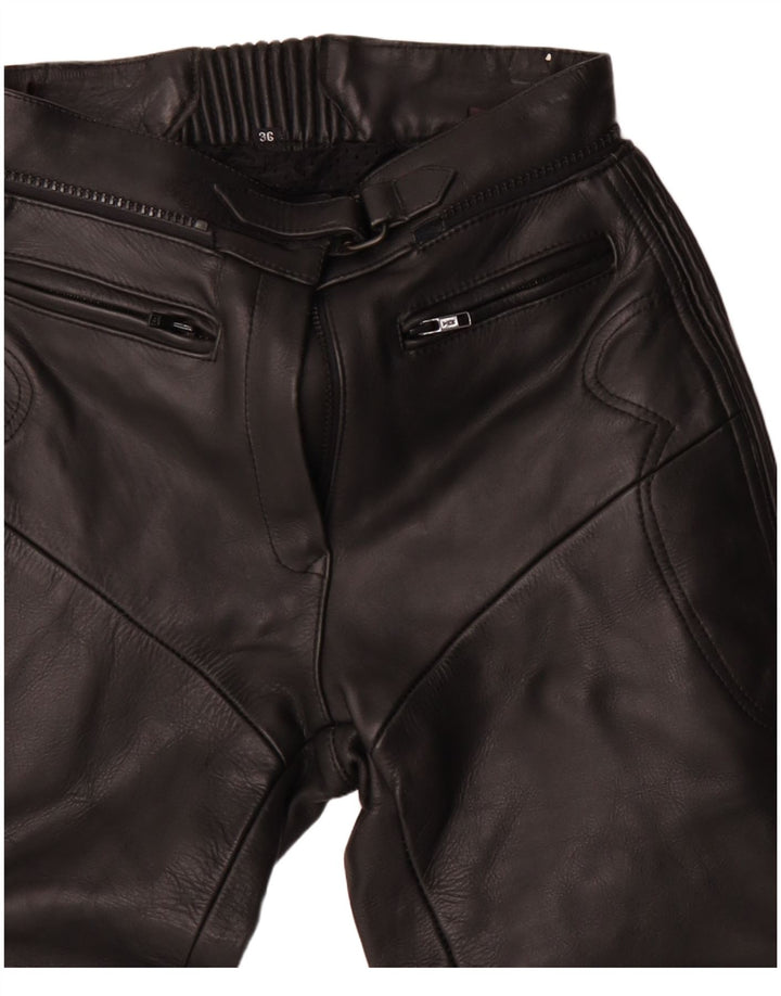 LOUIS Womens Leather Moto Racer Trousers EU 36 Small W28 L27 Black Leather