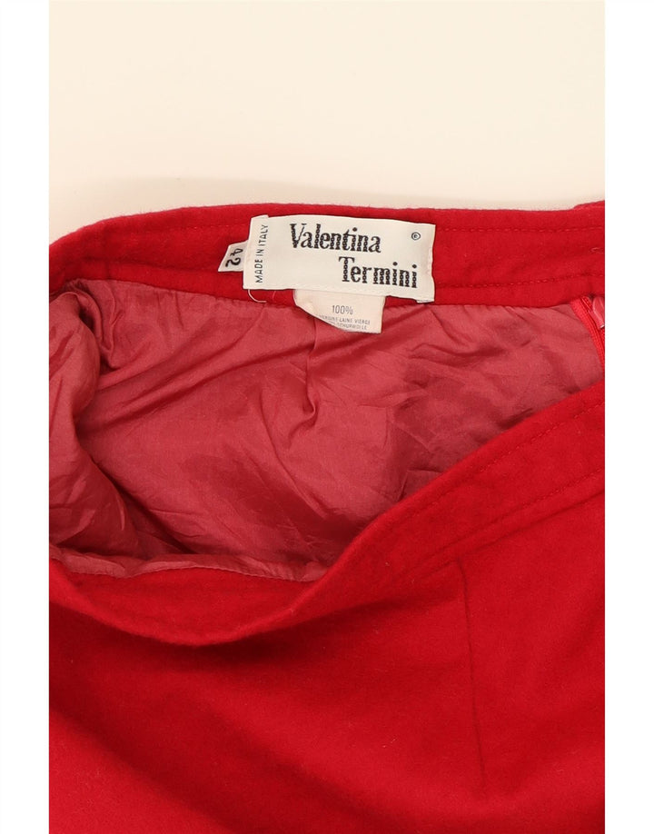 VINTAGE Womens Pencil Skirt IT 42 Medium W28 Red Virgin Wool Vintage Vintage and Second-Hand Vintage from Messina Hembry 