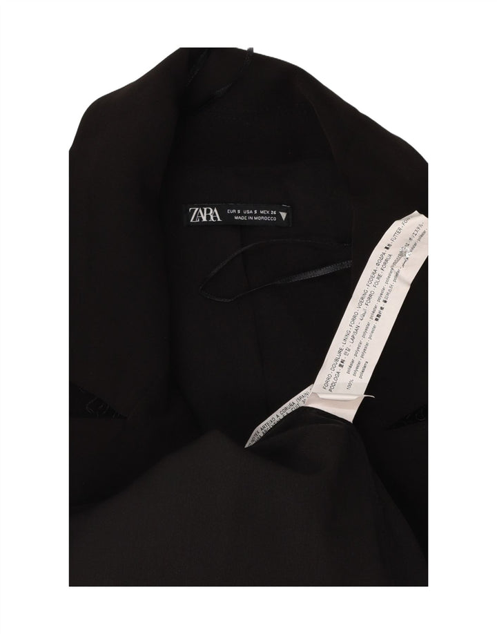 Zara Womens Overcoat UK 10 Small Black Polyester