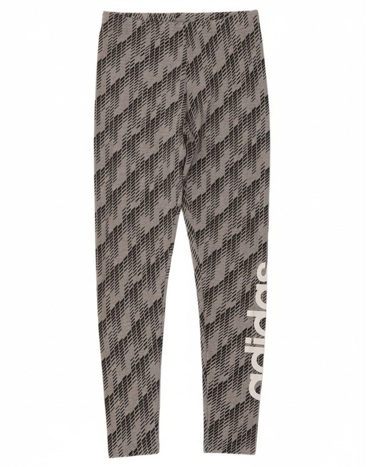 ADIDAS Womens Graphic Leggings UK 8 Small  Grey Geometric