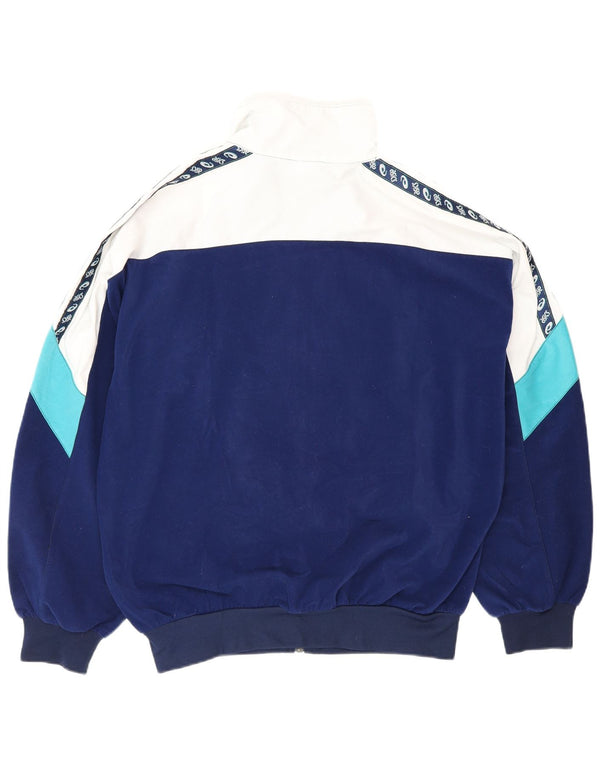 Asics Mens Tracksuit Top Jacket Large Navy Blue Colourblock Polyester