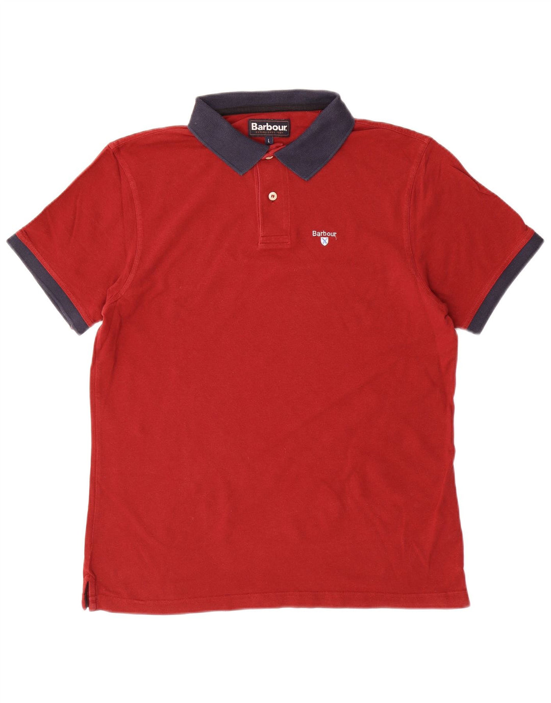 BARBOUR Mens Polo Shirt Large Red Cotton