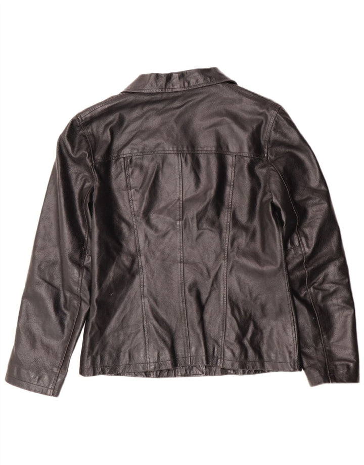 Vintage Womens Leather Jacket UK 12 Medium Black Leather Classic