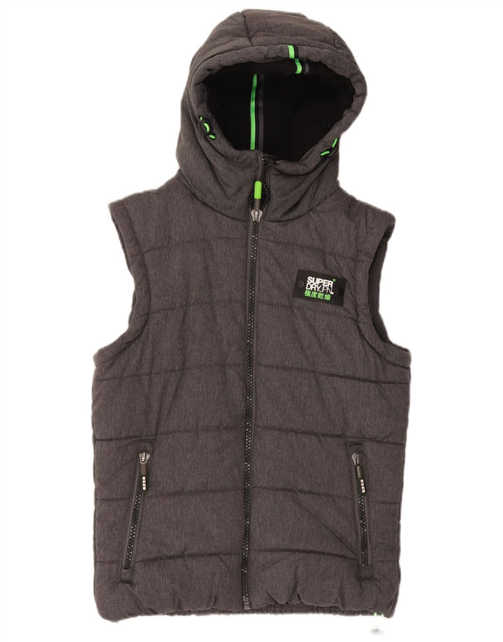 Superdry Mens Padded Gilet UK 38 Medium Grey Polyester