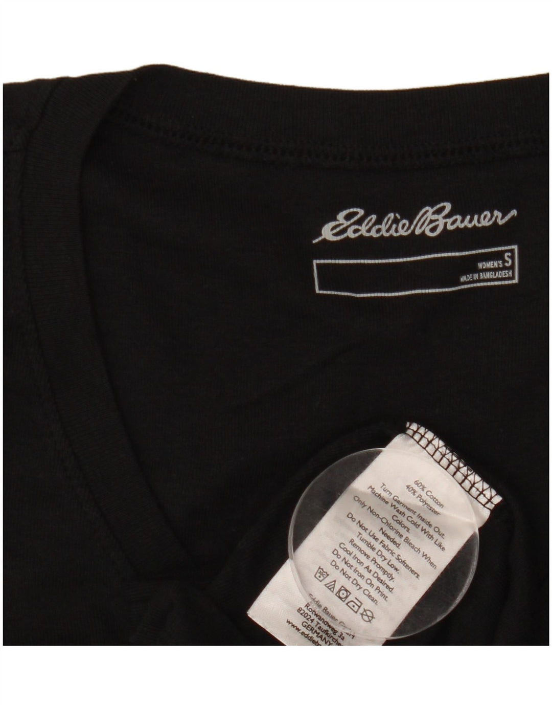 EDDIE BAUER Womens T-Shirt Top UK 10 Small Black Cotton
