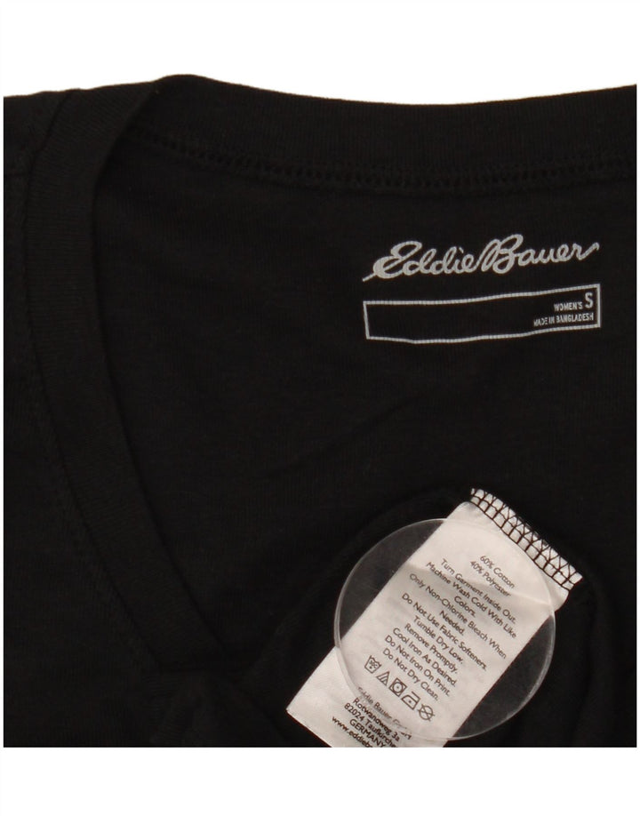 EDDIE BAUER Womens T-Shirt Top UK 10 Small Black Cotton