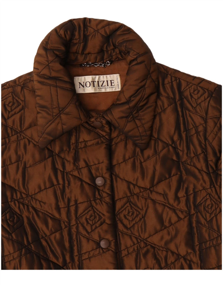 MARIELLA BURANI Womens Notizie Quilted Jacket UK 14 Large Brown