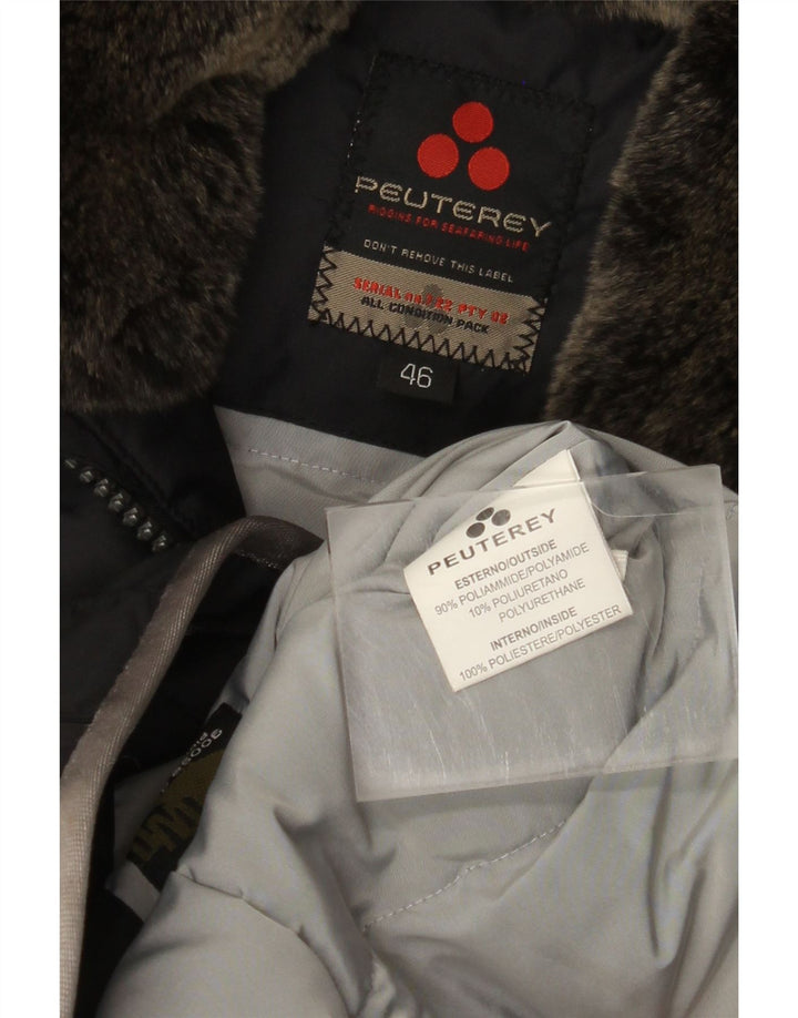 PEUTEREY Womens Hooded Utility Jacket IT 46 Large Black Polyamide