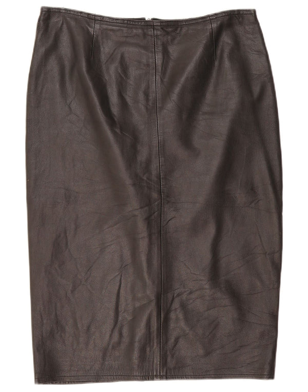 Vintage Womens Leather Skirt W32 Large Black