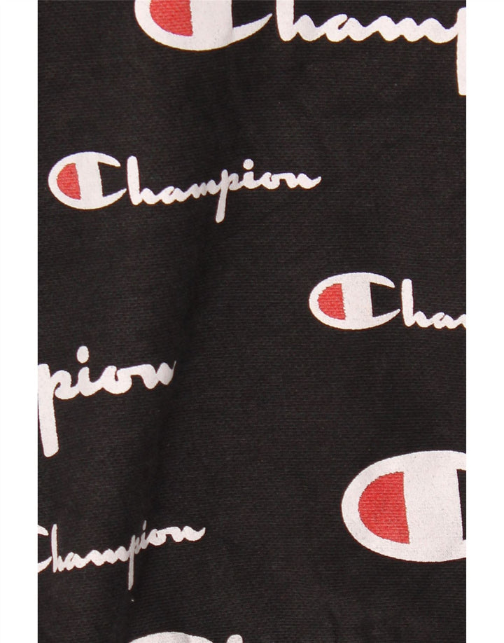 CHAMPION Mens Reverse Weave Graphic Hoodie Jumper Small Black Cotton