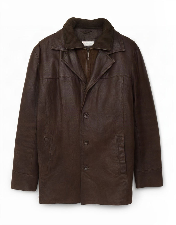Bata Mens Leather Jacket IT 54 2XL Brown