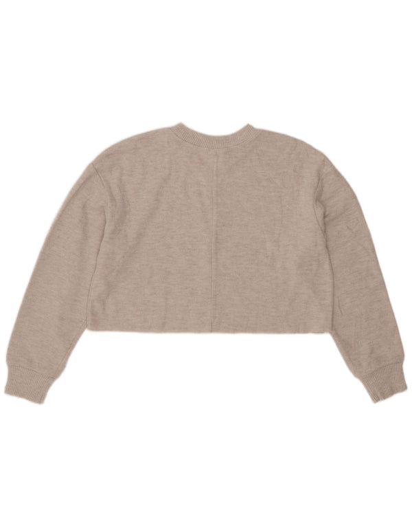 Zara Womens Crop Blouse Top UK 14 Medium Grey Polyester