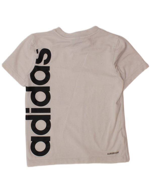 ADIDAS Boys Aeroready Graphic T-Shirt Top 5-6 Years White