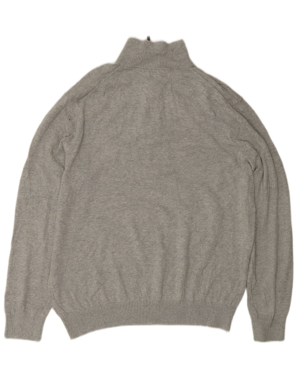 NAUTICA Mens Zip Neck Jumper Sweater Large Grey