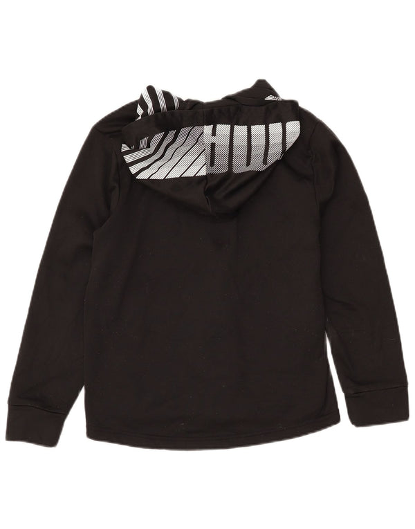 PUMA Boys Graphic Zip Hoodie Sweater 10-11 Years Medium Black Polyester
