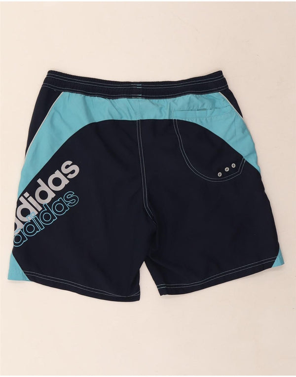 Adidas Mens Graphic Swimming Shorts Medium  Navy Blue Colourblock Polyester