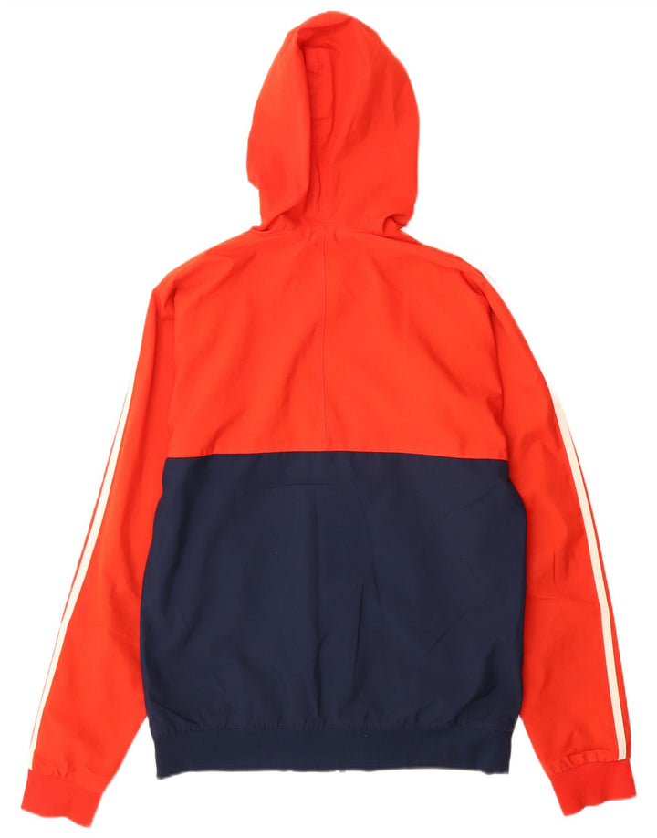 ADIDAS Mens Hooded Rain Jacket UK 36 Small Red Colourblock Polyester