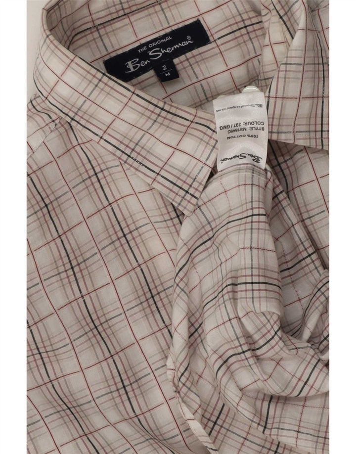 Ben Sherman Mens Shirt Medium White Check Cotton