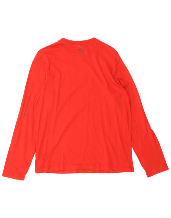 Puma Boys Graphic Top Long Sleeve 15-16 Years 2XL Red Cotton